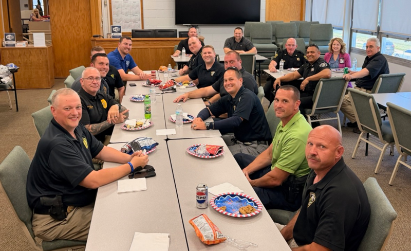 Law Enforcement Officials enjoying cookout