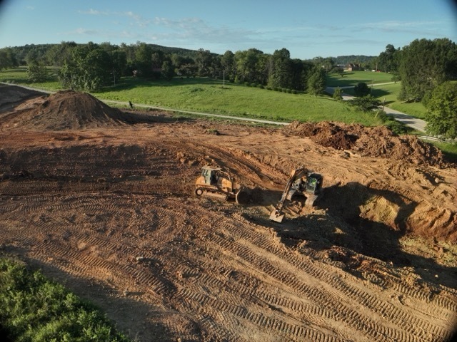 Images show progress on excavations for the new Lubeck Elementary School