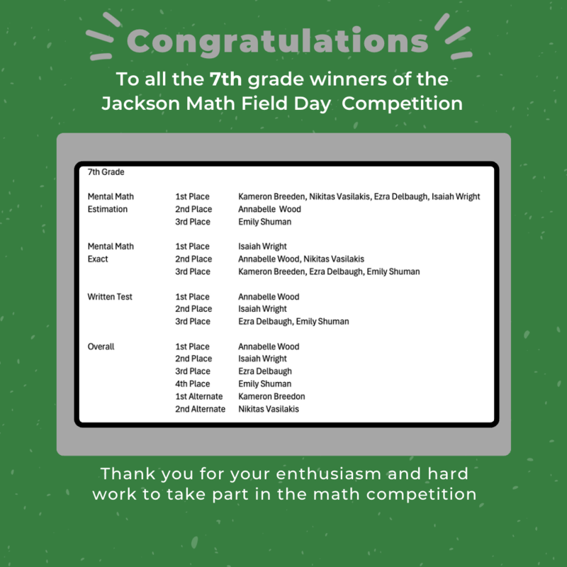 7th Math Field Day Winners