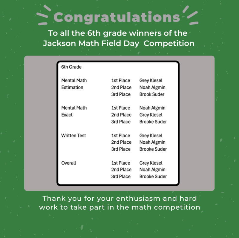 6th Math Field Day Winners