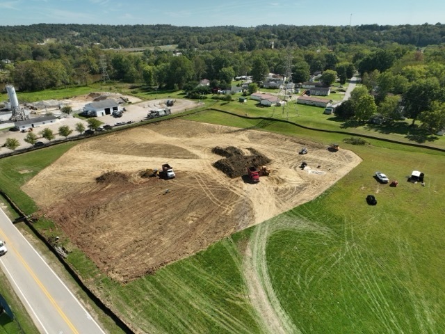 aerial views of progress of creating new baseball and softball complex at the Erickson All-Sports Facility in Parkersburg WV