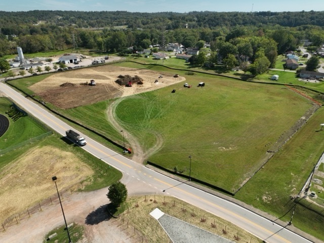 aerial views of progress of creating new baseball and softball complex at the Erickson All-Sports Facility in Parkersburg WV