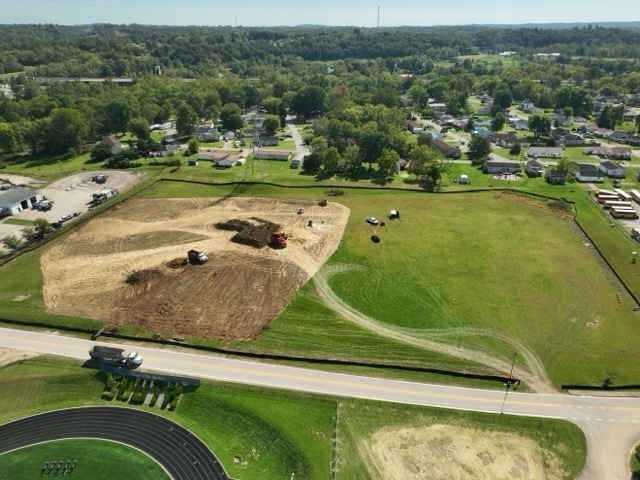 aerial views of progress of creating new baseball and softball complex at the Erickson All-Sports Facility in Parkersburg WV