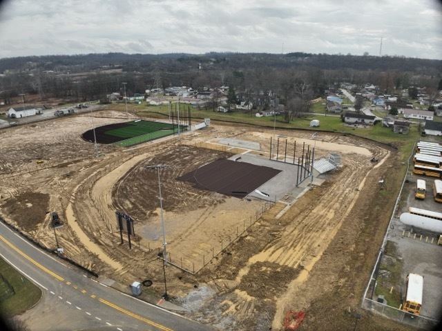 aerial views of baseball and softball field construction at Erickson All-Sports Facility