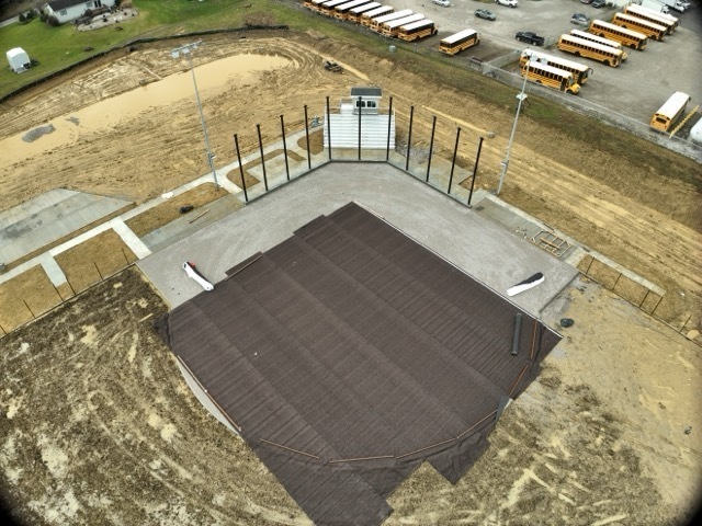 aerial views of baseball and softball field construction at Erickson All-Sports Facility