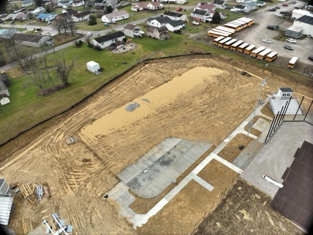 aerial views of baseball and softball field construction at Erickson All-Sports Facility