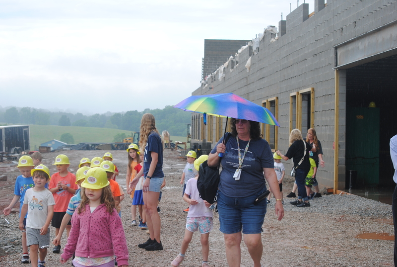 Students touring new Lubeck Elementary