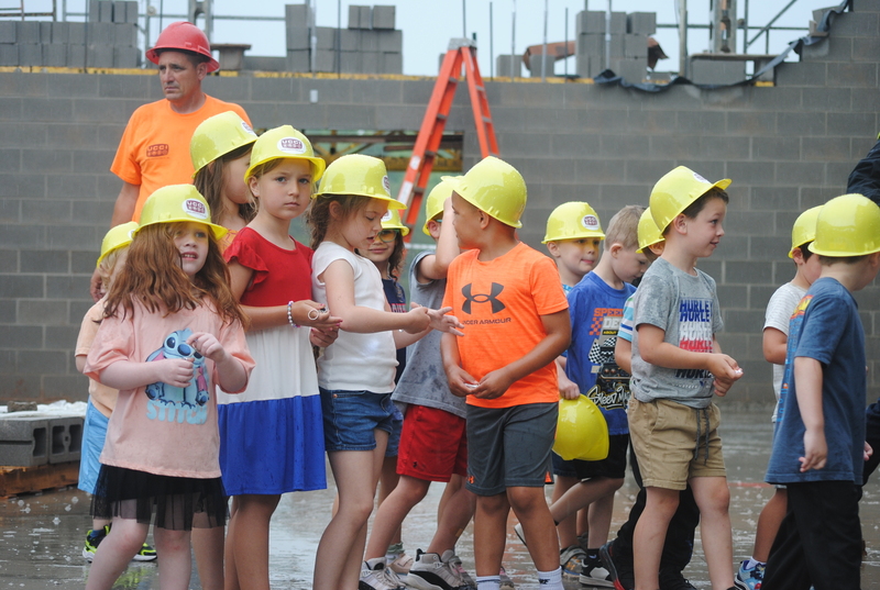 Students touring new Lubeck Elementary