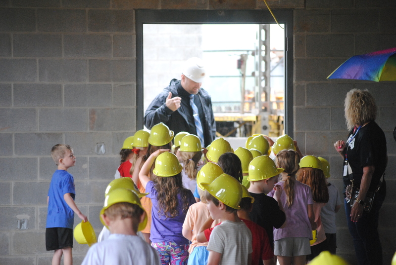 Students touring new Lubeck Elementary