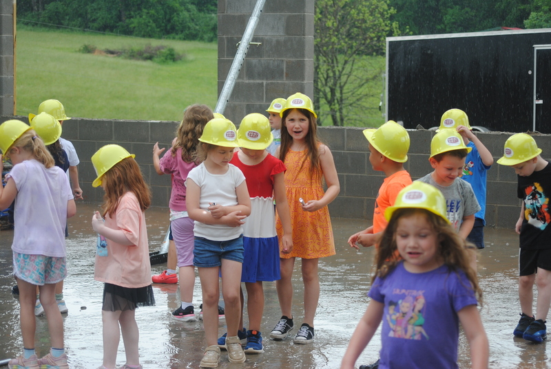 Students touring new Lubeck Elementary