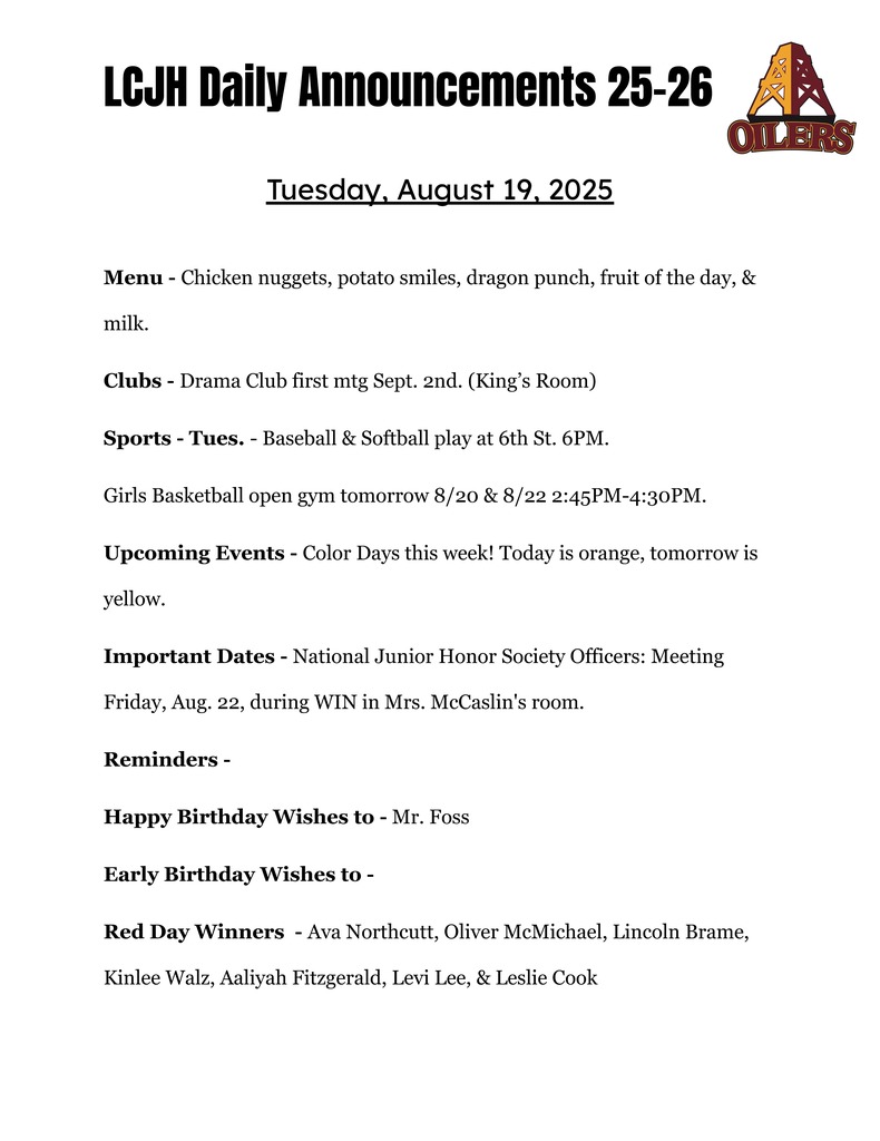 Tuesday August 19th