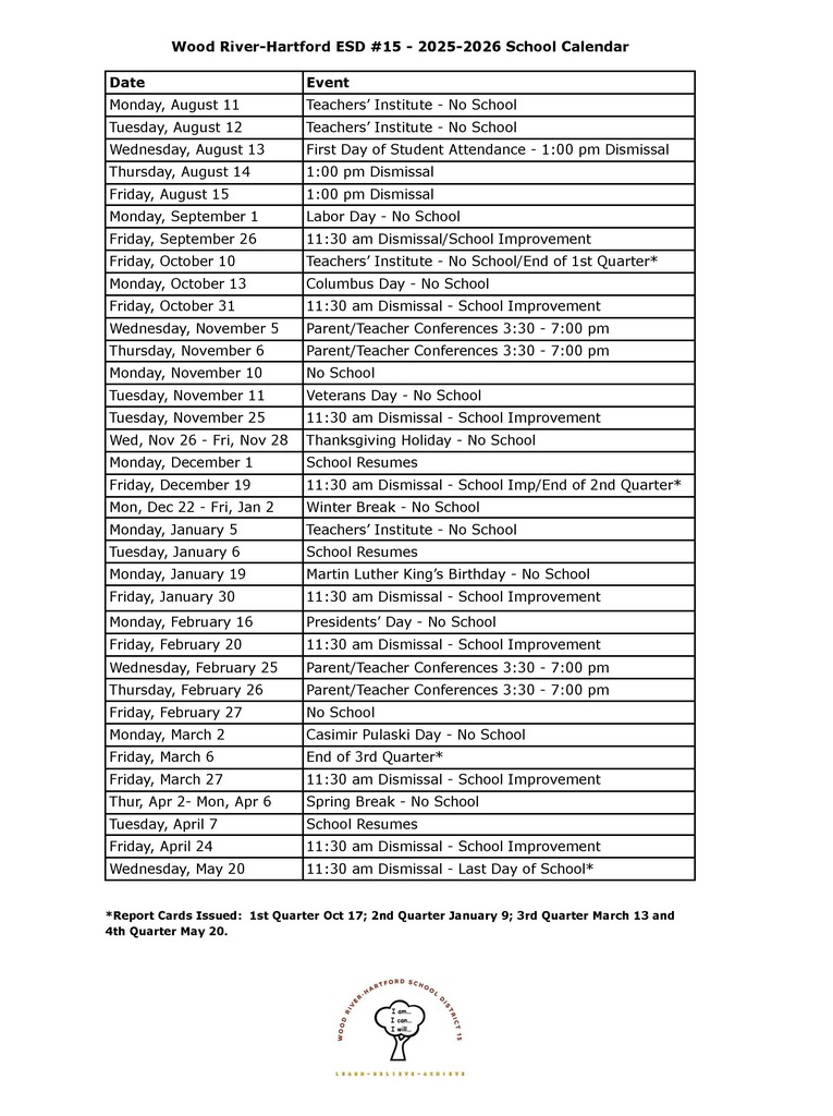 Final 2025/2026 WRH15 District Calendar