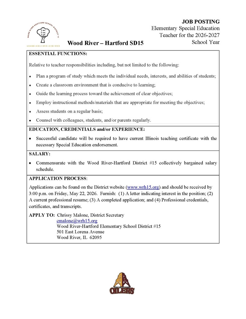 Elementary Special Education Teacher 2026-2027