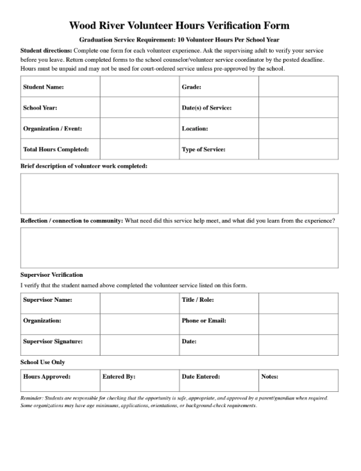volunteer hours form