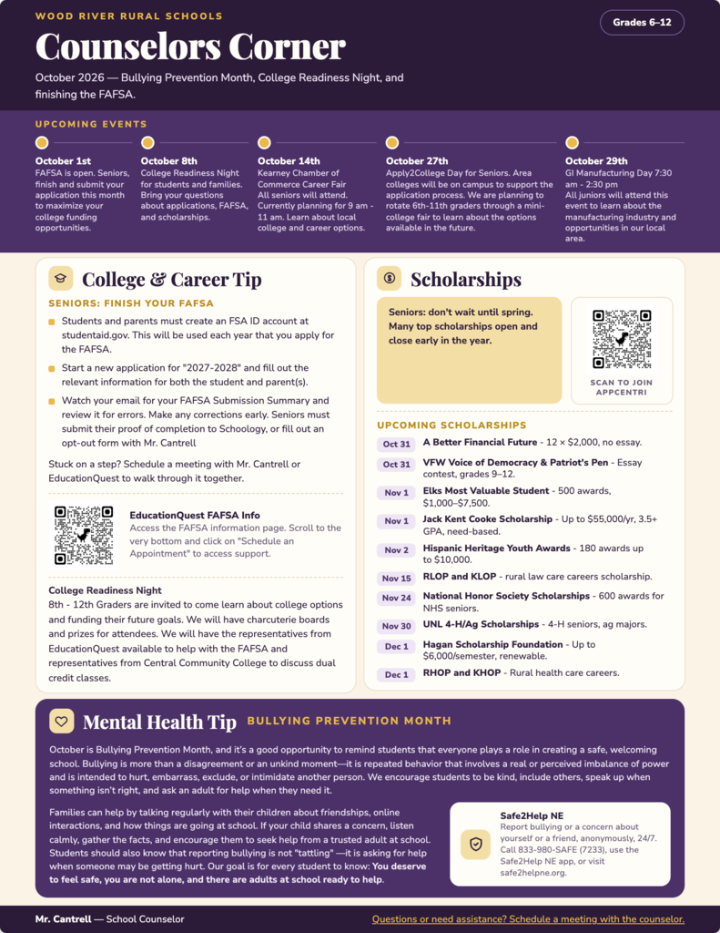 october counselors corner newsletter