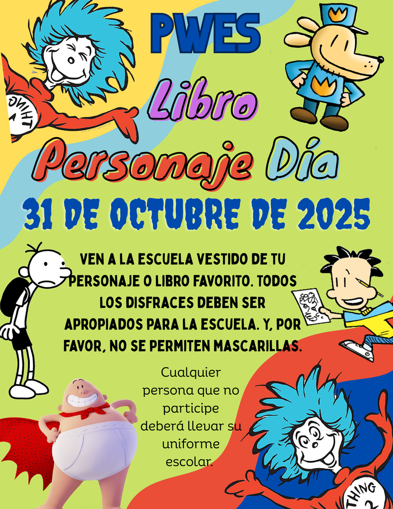 PWES Book Character Day Flyer SP