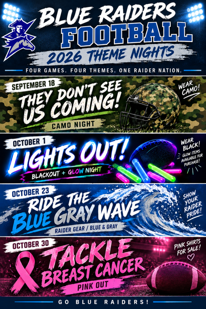 Blue Raider Football Theme Nights
