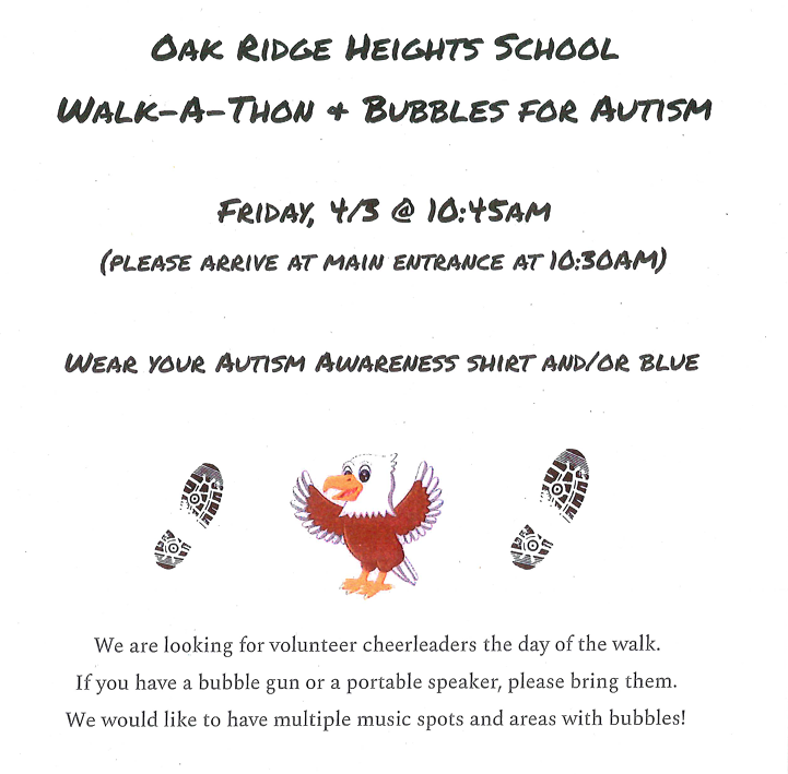 WALK-A-THON & BUBBLES FOR  AUTISM 