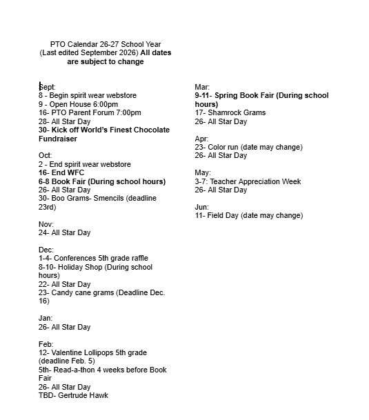 PTO Events