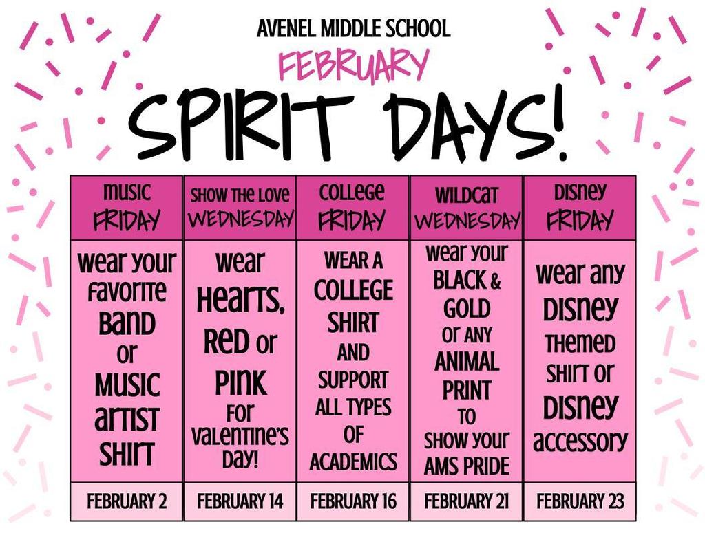 AMS Februaury Spirit Days