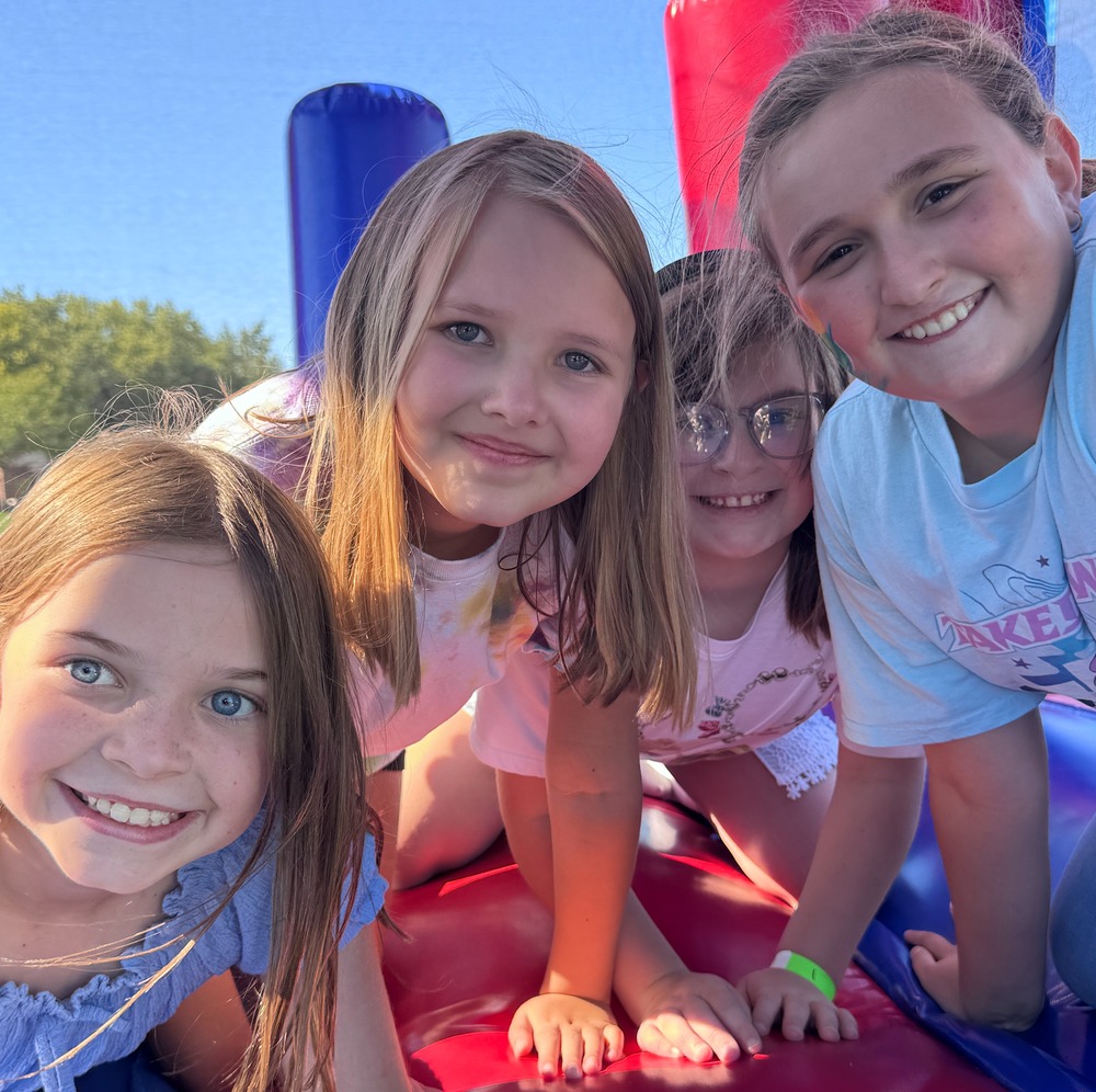 students in jump house
