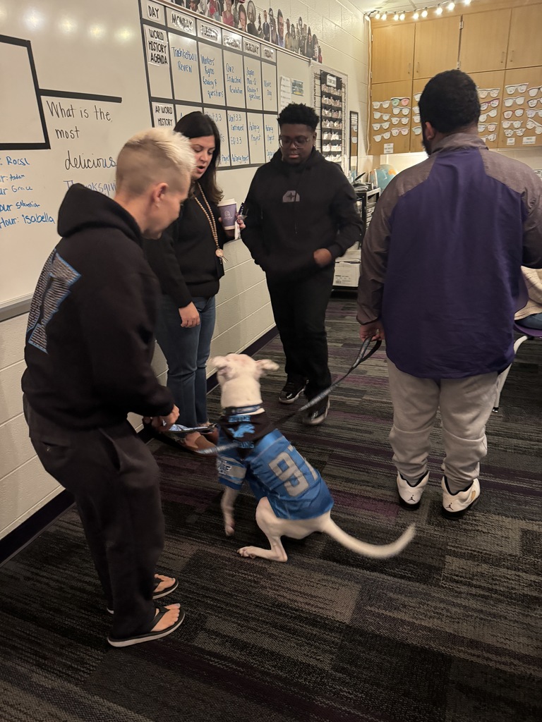 dog with students