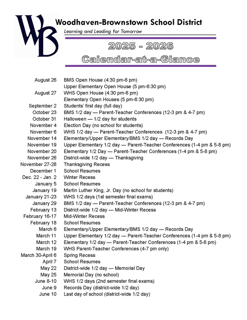 calendar at a glance 2025-26
