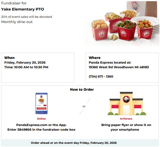 Panda Express Fundraiser Flyer