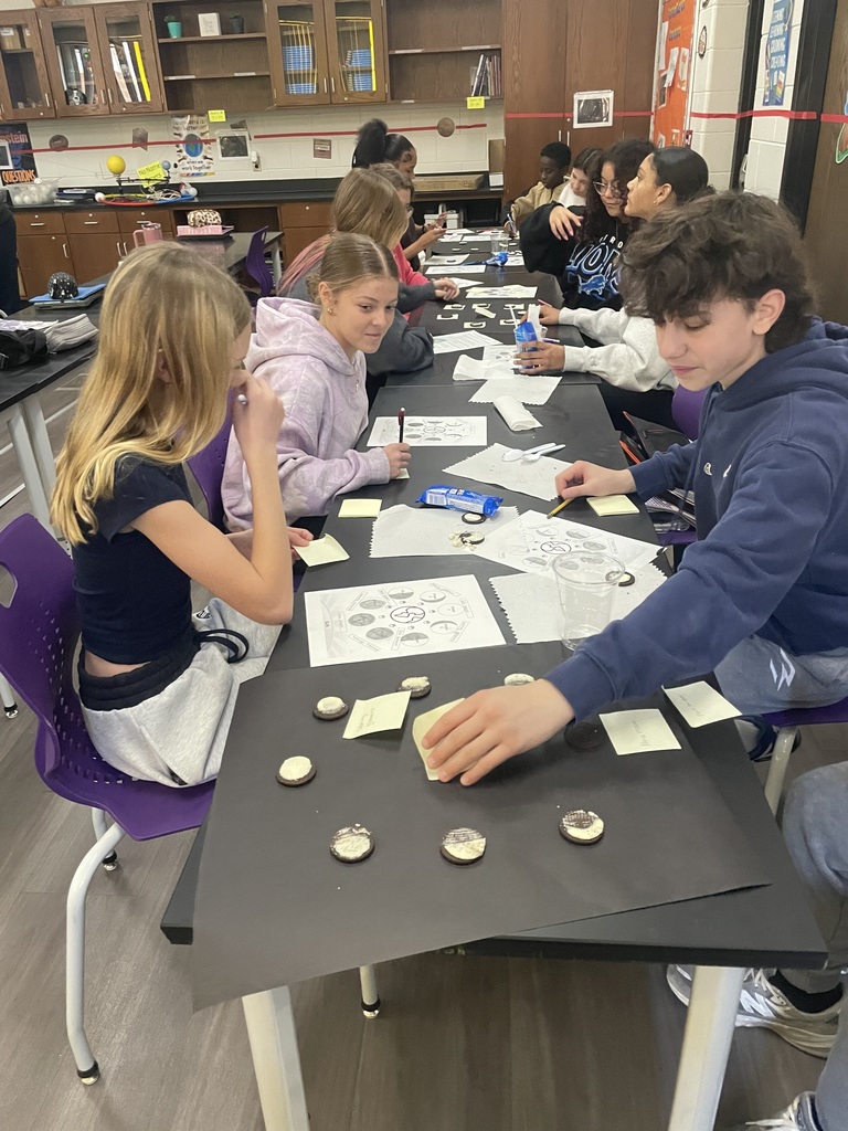 students working on oreo cookie moon phase project