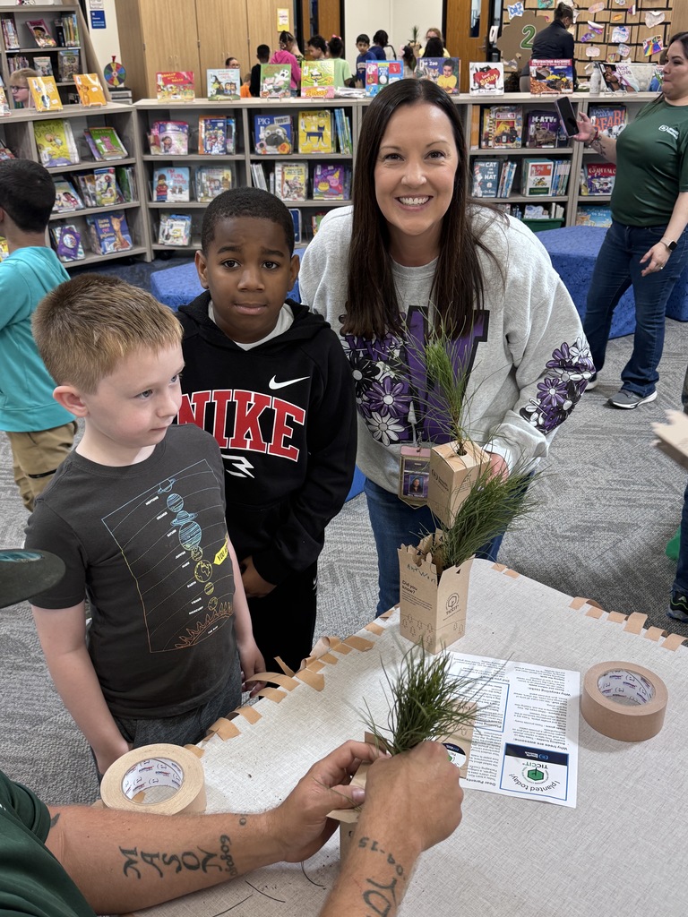 students and teachers planting trees
