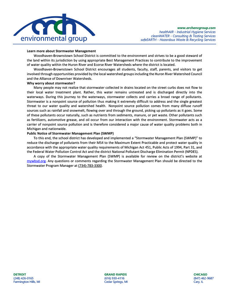 Stormwater management program letter