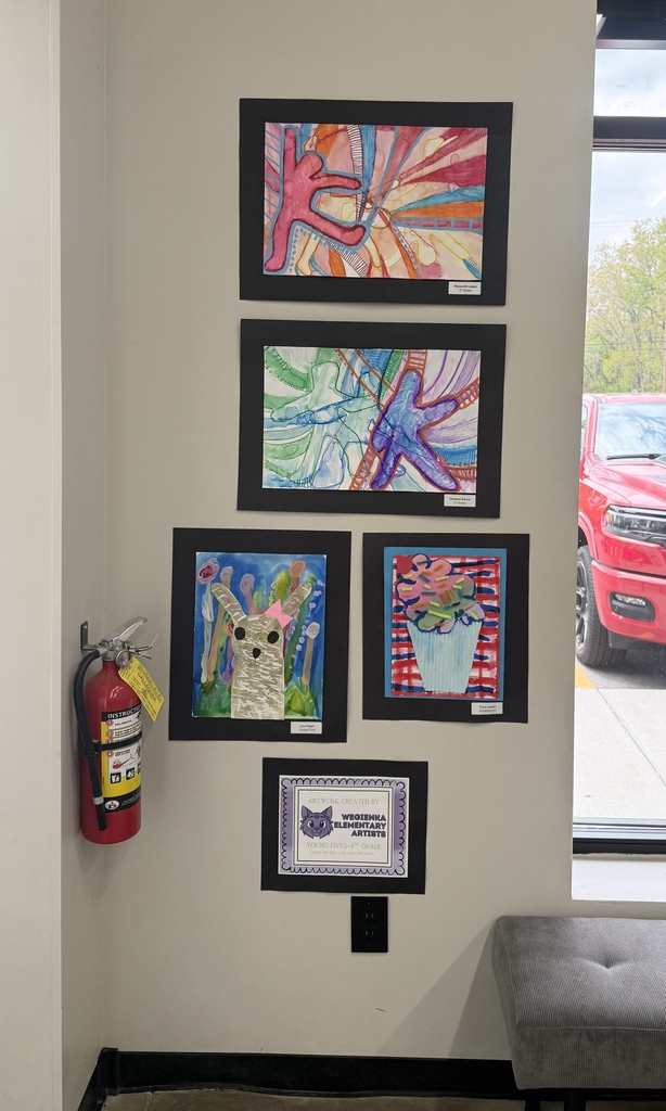 student artwork hanging at Francescas pizzeria