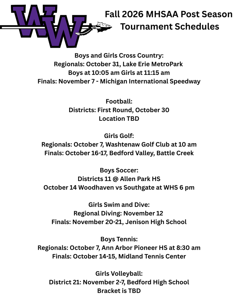 fall post season mhsaa schedules