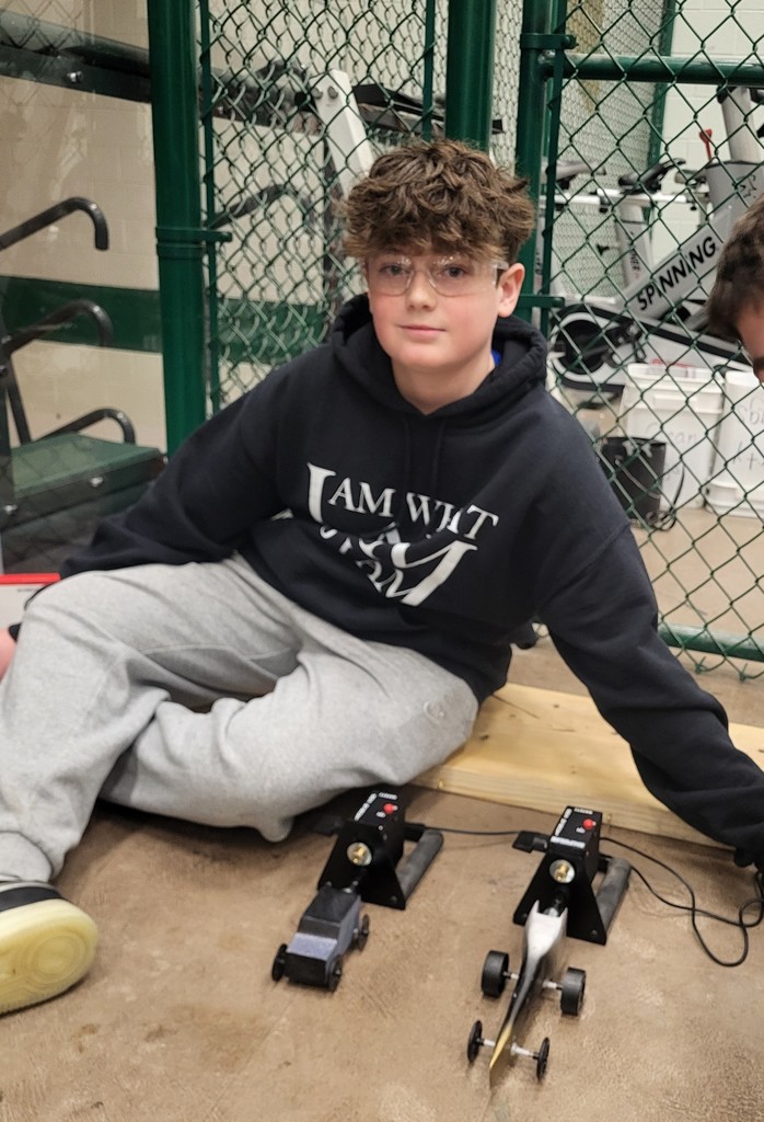 Student with his CO2 car