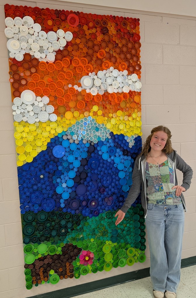 Sonia Kettler and her plastic bottle cap mural