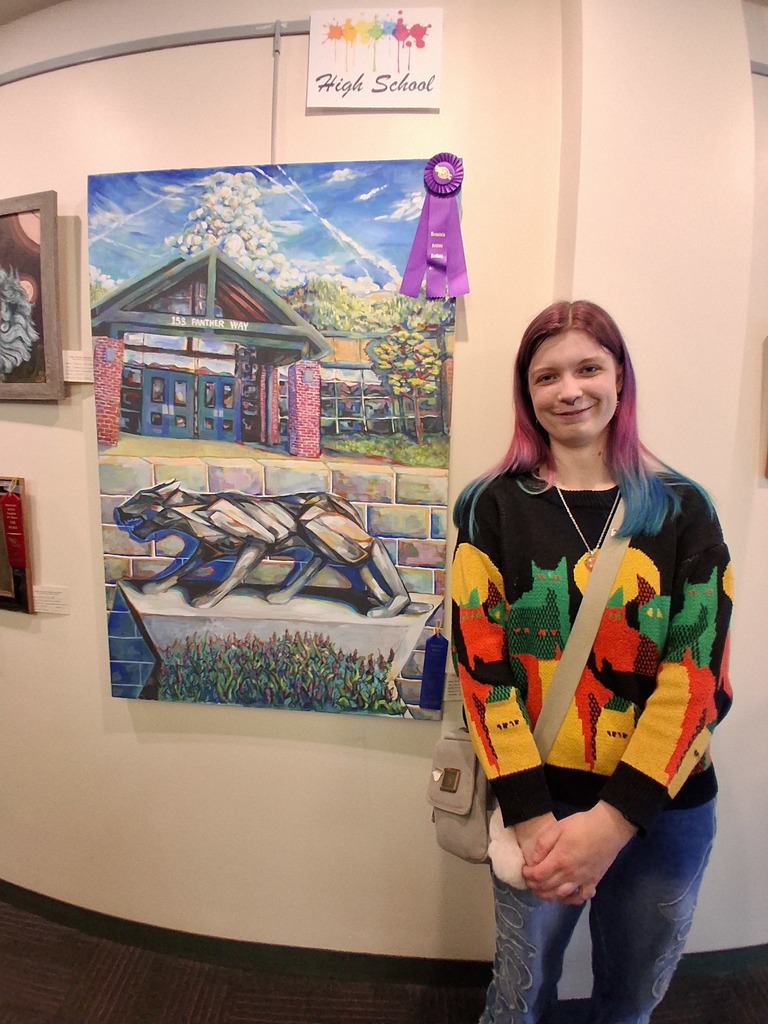 Alexis Smith with her winning artwork