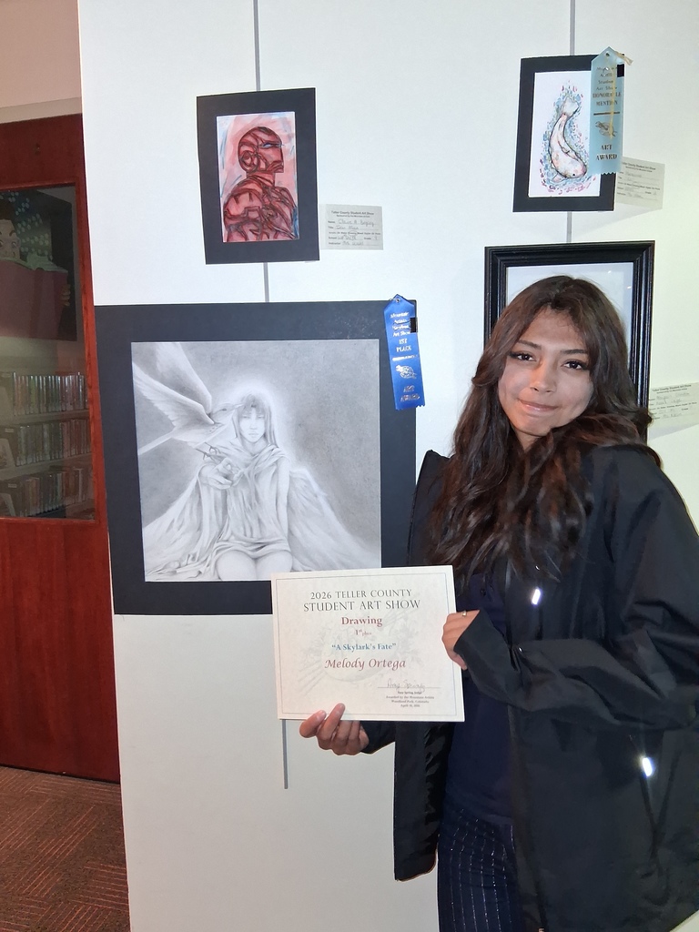 Melody Ortega with her winning artwork