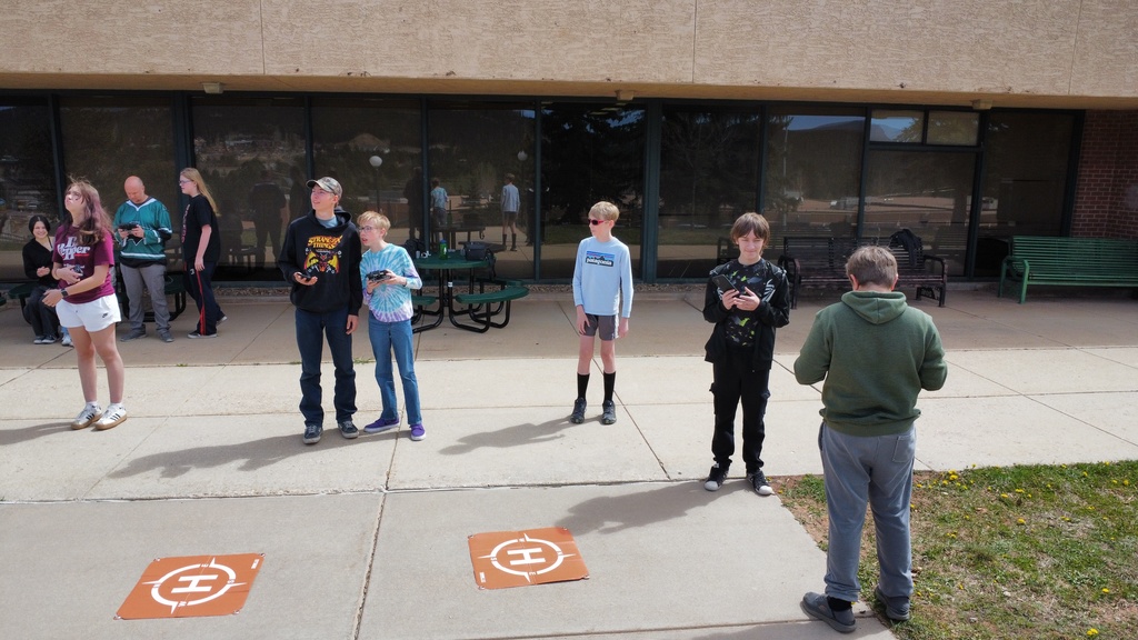 Students in Video Production class flying drones