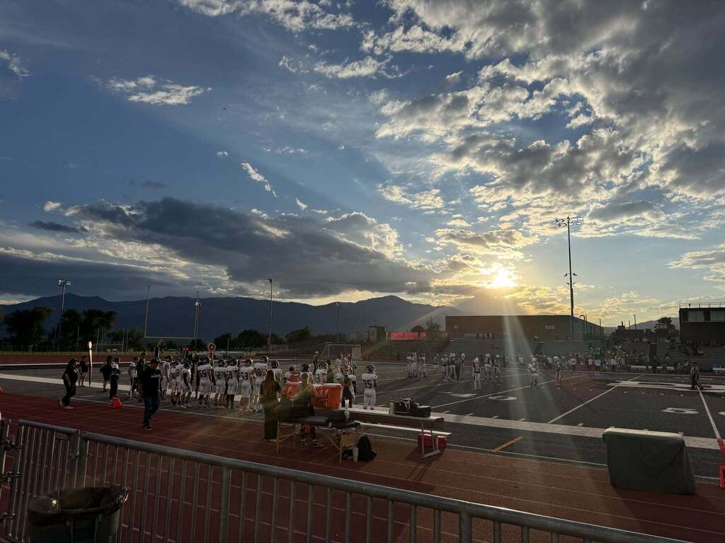Sunset over the football field