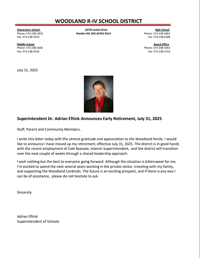 Dr. Eftink letter to community