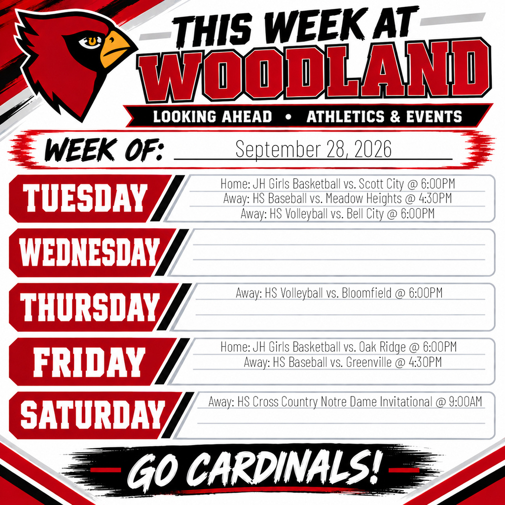 Schedule for the week of 9/28/26