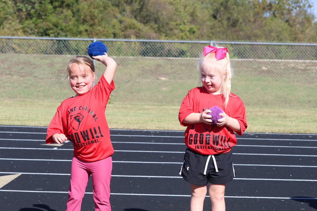 Gracie and Brixxon competing in the ball throw competition.