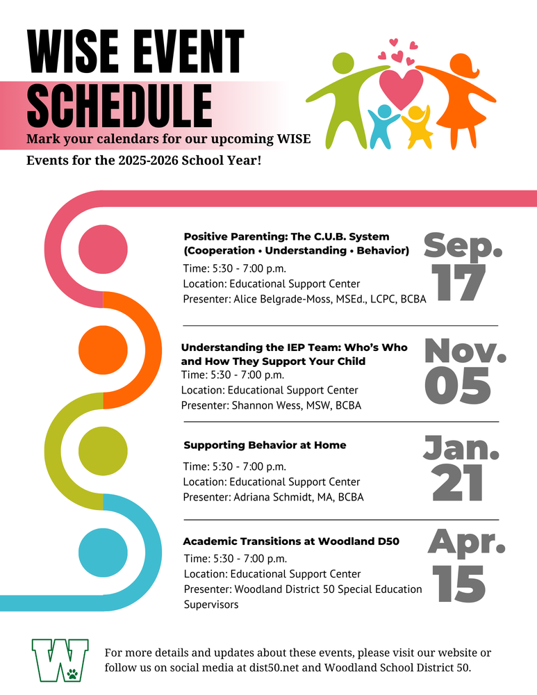 Special Education Parent Resource Group Meeting Dates for the 2025 -2026 School Year (English)