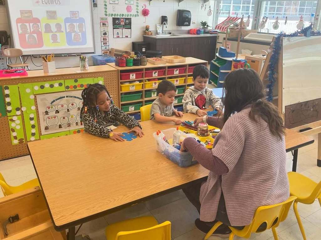 Students working on a craft
