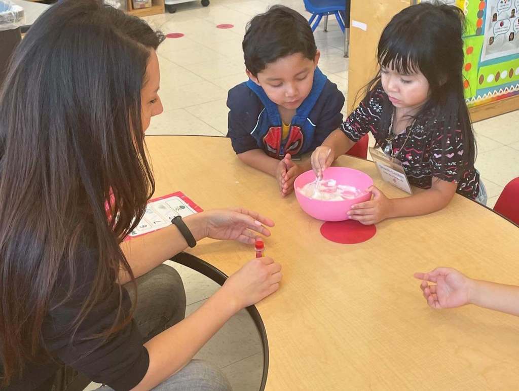 Students making slime