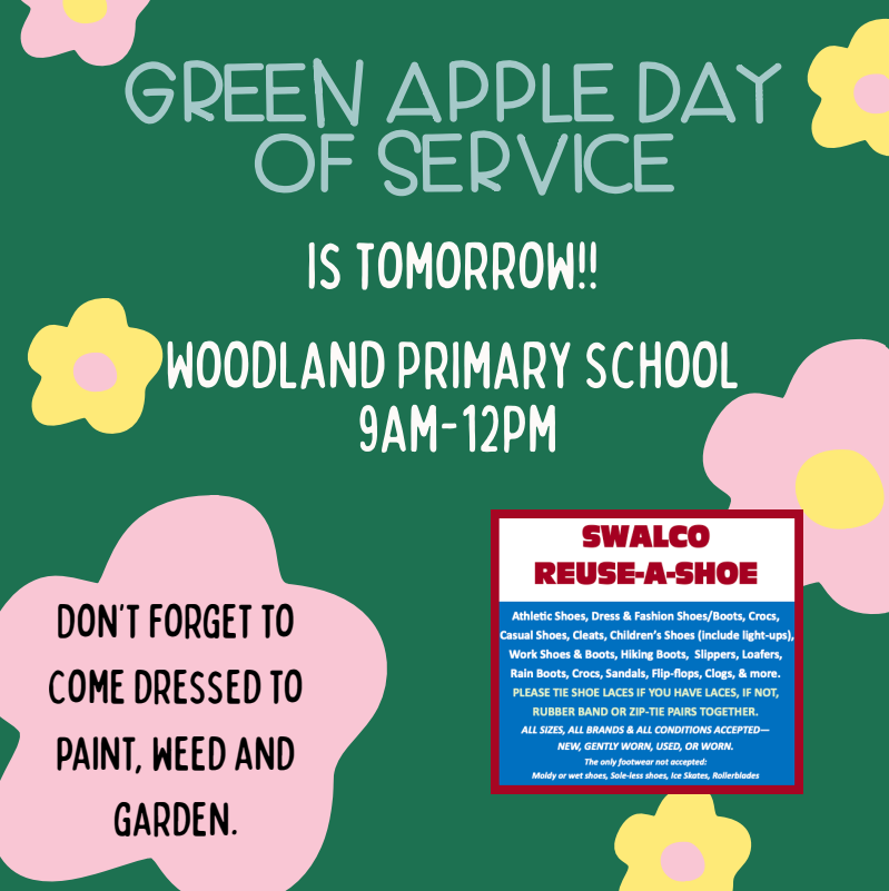 Green Apple Day of Service at Woodland Primary, Sept. 27, 2025 from 9 a.m. - 12 p.m.
