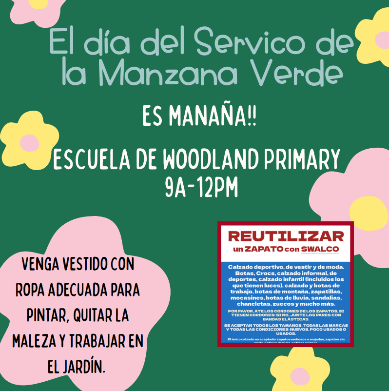 Green Apple Day of Service at Woodland Primary, Sept. 27, 2025 from 9 a.m. - 12 p.m.