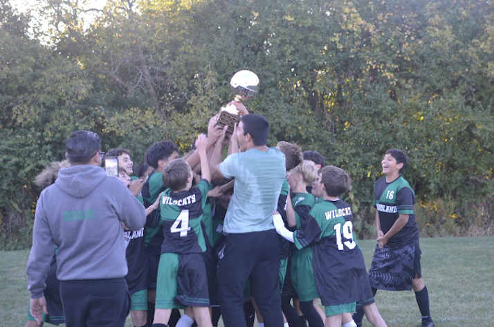 WMS Boys Soccer Conference Championship (Team Celebrating with Trophy)