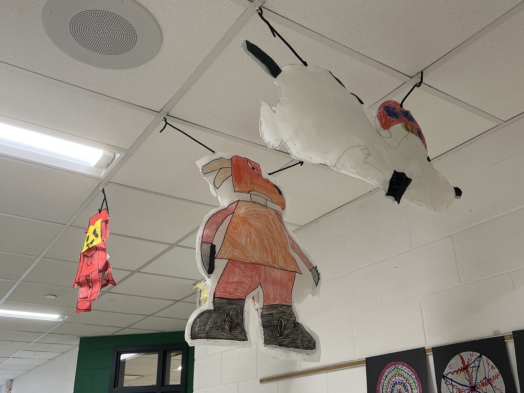 Students created "balloons" for the hallway after reading Balloons Over Broadway Nov. 2025