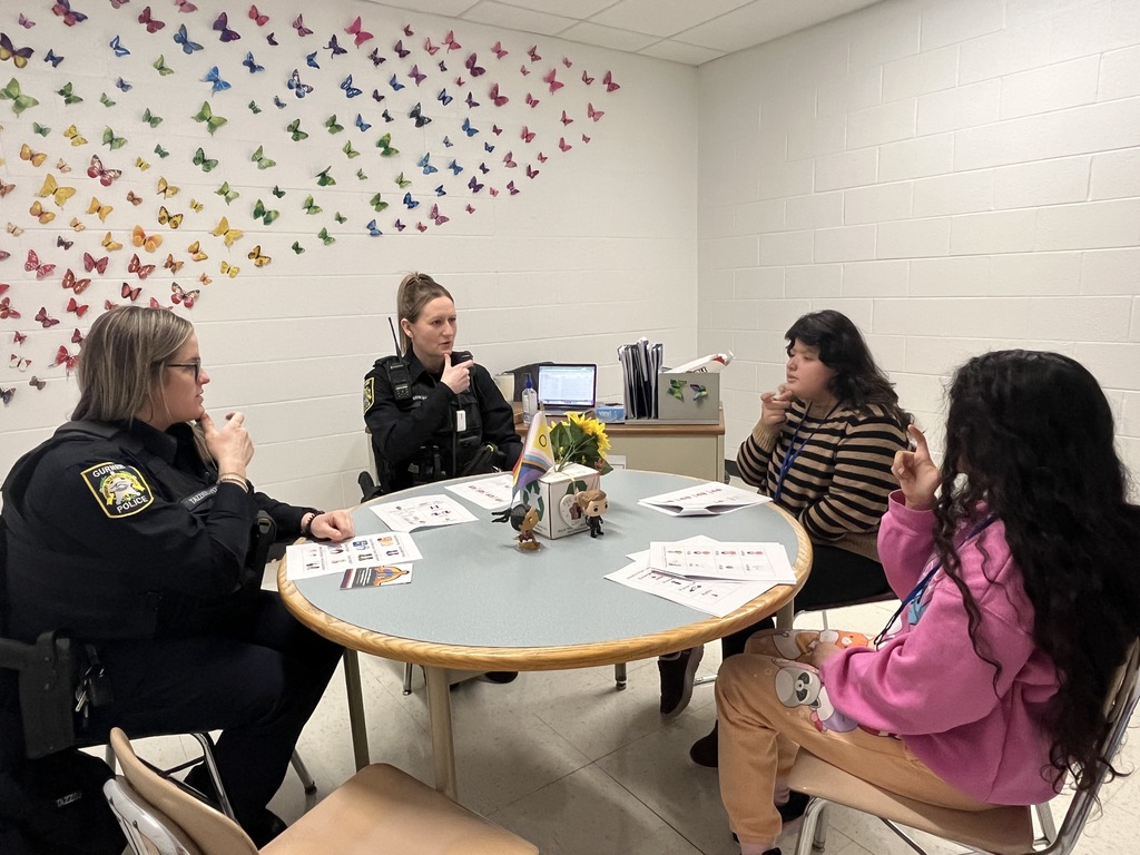 Students teacher School Resource Officers safety words in Sign Language